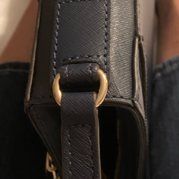 MICHAEL KORS INDIGO BLUE SAFFIANO LEATHER SHOULDER BAG - Picture 11 of 14